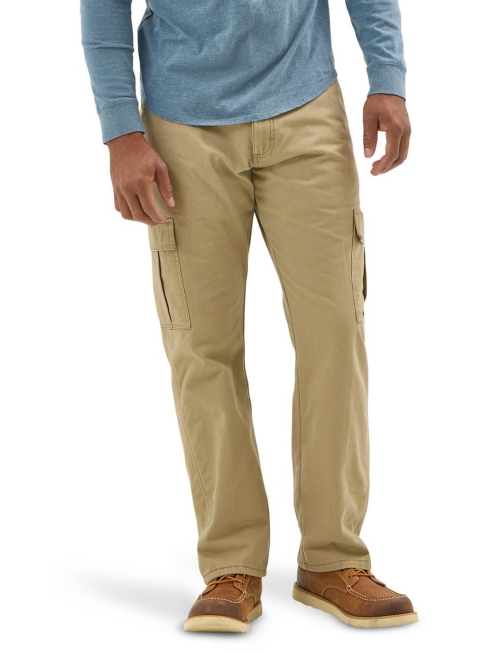 NWT Wrangler Relaxed Fit Fleece Lined Cargo Pants in Tan, Men's 38x32